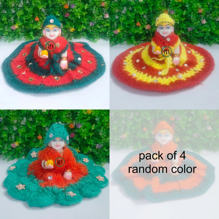 Premium Stone work Woolen Dress Combo for laddu gopal ji Pack of 4 (RANDOM DESIGN AND COLOUR)
